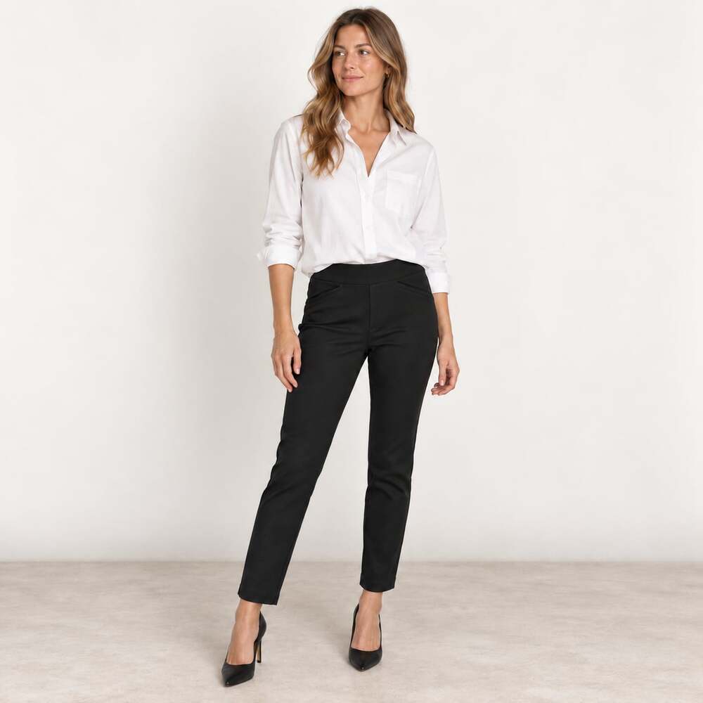 SPANXsmooth PerfectFit Ponte Slim Straight Pants Black High Rise Workwear Size S